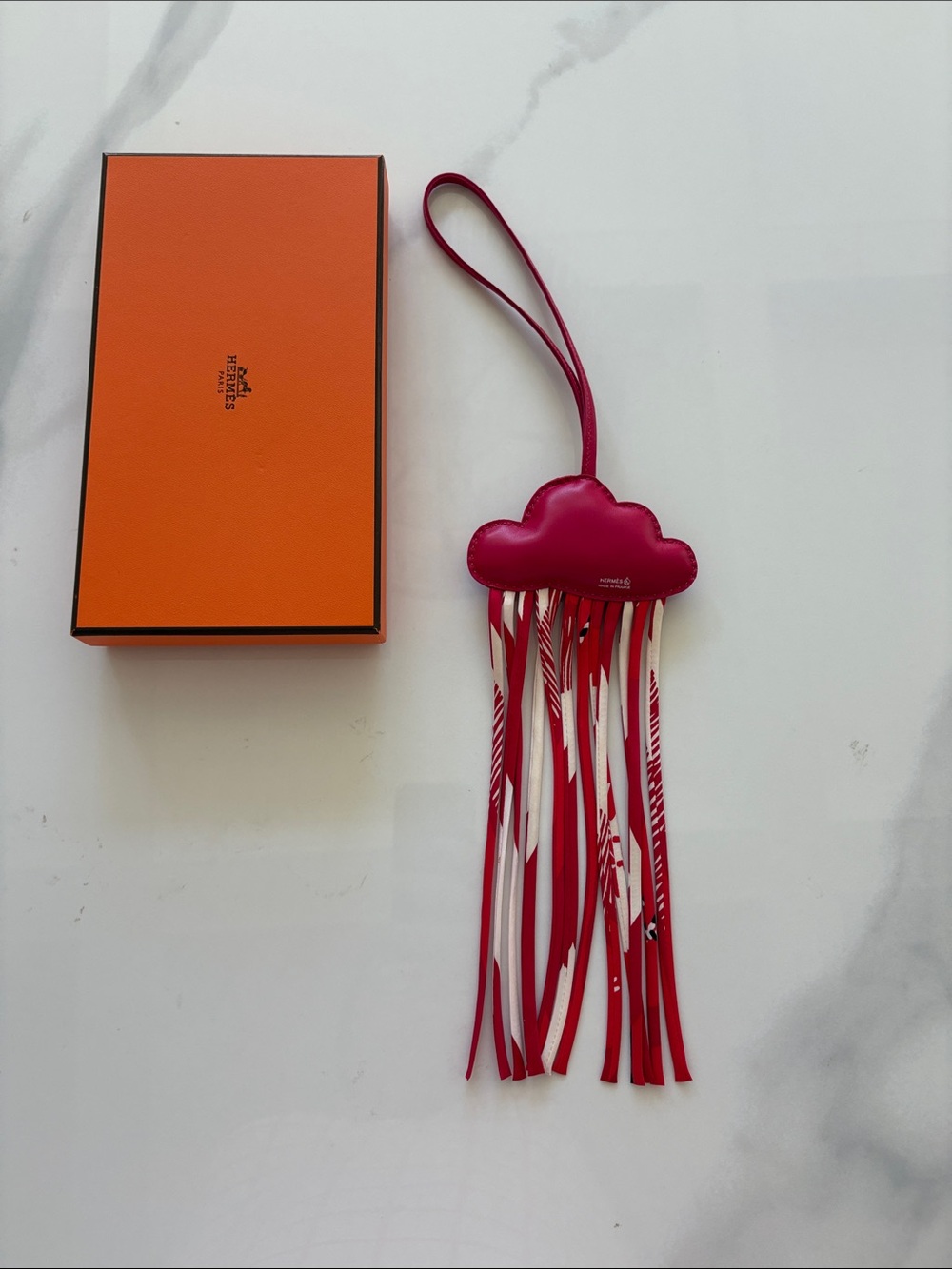 Hermes pink rose Mexico Cloud Tassel Bag Charm